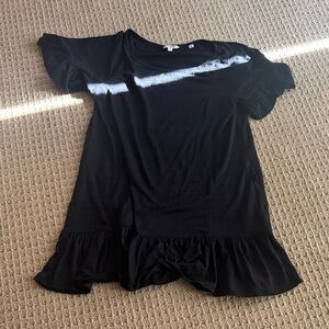 Black Ruffle Hem Top